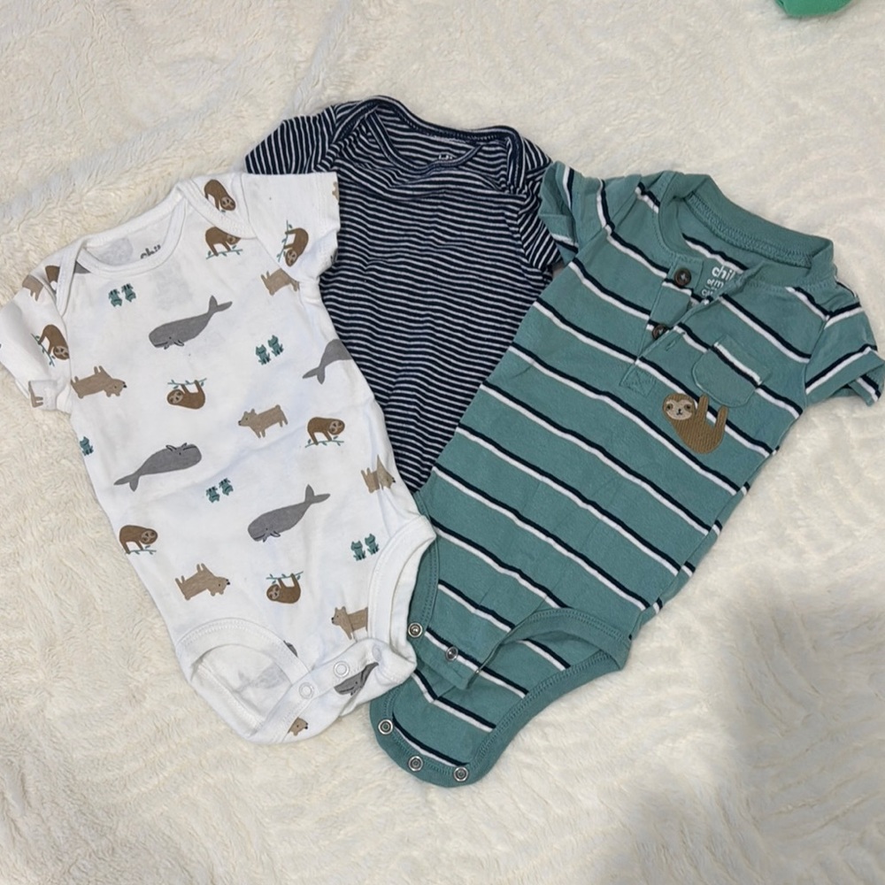 3m Carter's Kids One Piece Set - Green, White, and Blue